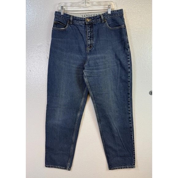 Lands' End Denim - Lands End Womens Jeans Size 14 Blue Denim Relax Fit Tapered Leg Cotton Hipster